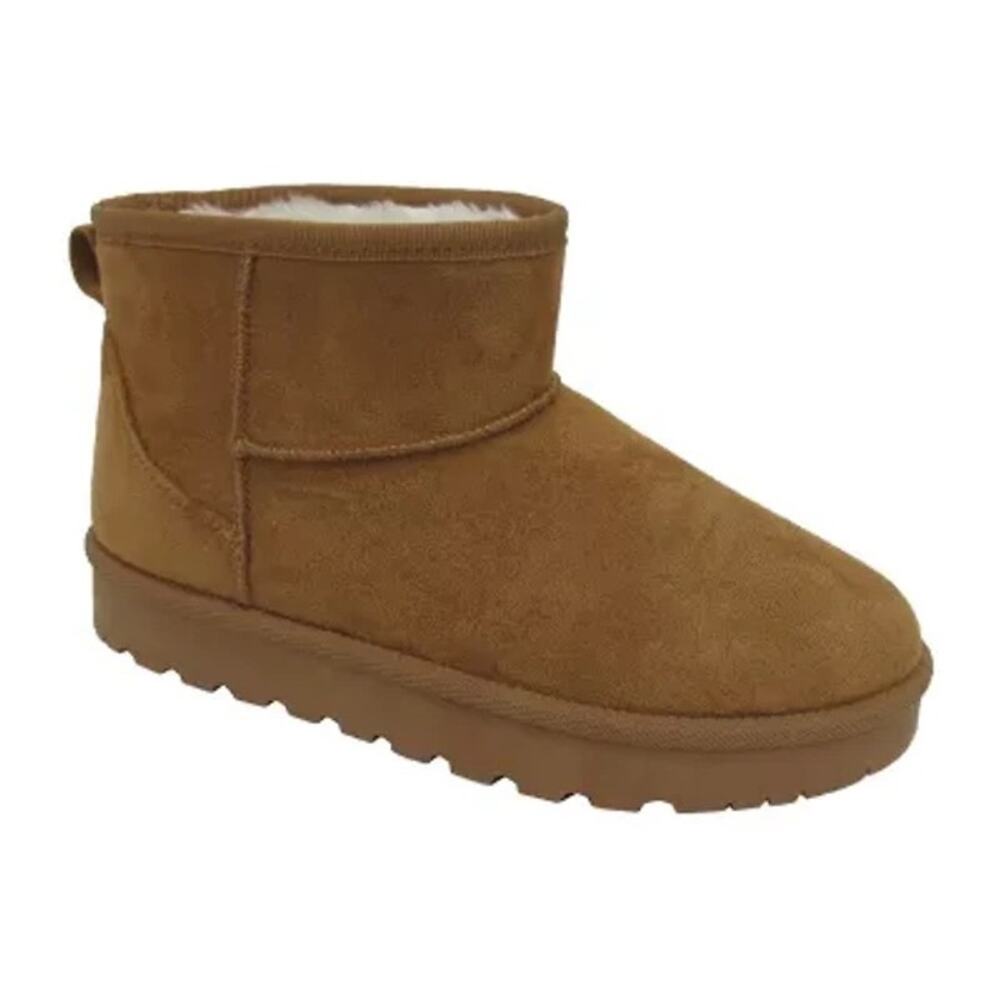 NEW! Pop Rhemmy Women's Flat Heel Winter Boots US 10M Cognac Suedelike